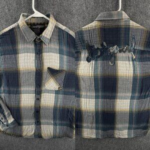 Desigual Flannel Sift Button Up Shirt Men Regular Fit XL Pocket Colorful Plaid